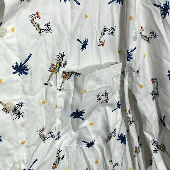 Chaps Easy Care Tropical Mens Size XL White Short Sleeve Button Down Pocket - Picture 7 of 11
